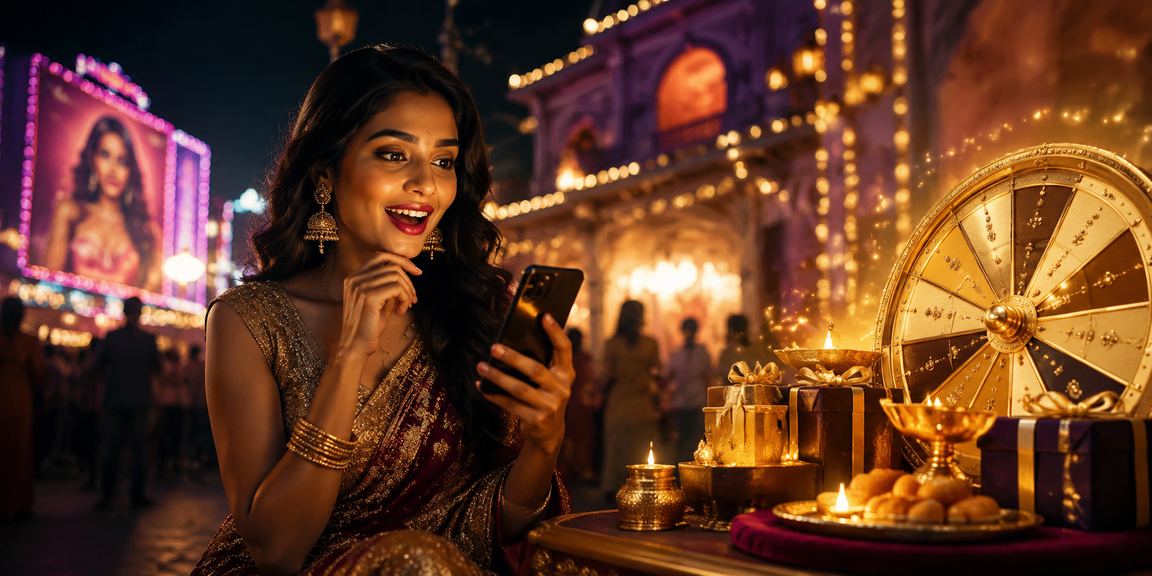 Indian casino players enjoying vibrant Bollywood themed VIP bonus party